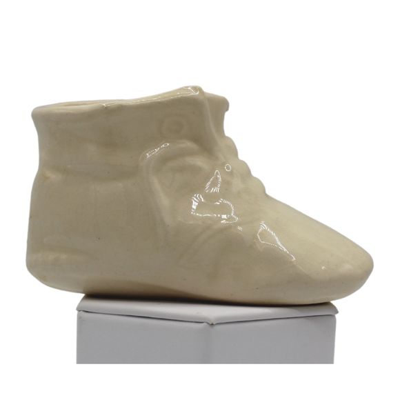 Vintage Ceramic Light Yellow Baby Shoe Succulent Planter Small Vase Keepsake - Picture 2 of 6
